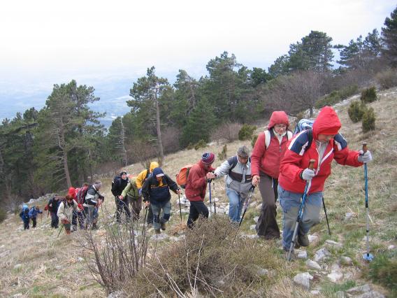 proti vrhu smo upočasnili korak, že je bilo čutiti močne sunke burje