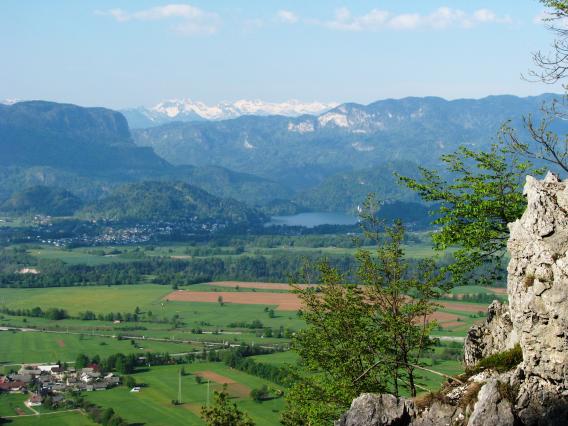 čudoviti razgledi preko Bleda na Bohinjske gore