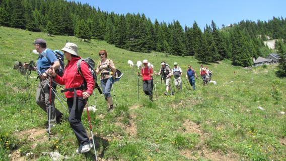 odhod proti dolini, v ozadju Eisenkappler hutte