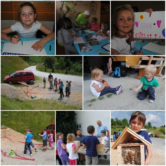 likovno ustvarjati, izdelati hotelček za žuželke in odgovoriti na različna vprašanja, to je bilo področje varstva gorske narave, zraven pa smo dodali še streljanje fižolčkov s fračo