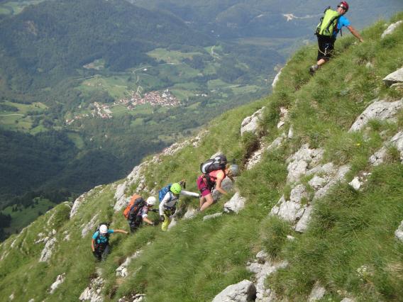 zgornji, grebenski del plezalne poti prvič