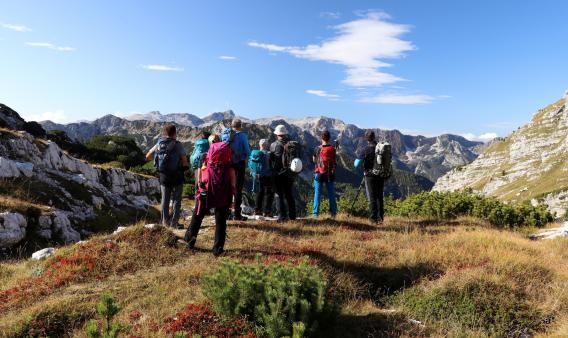 v jasnem vremenu smo do popoldneva imeli čudovite razglede na okoliške hribe in doline, tudi na Krn